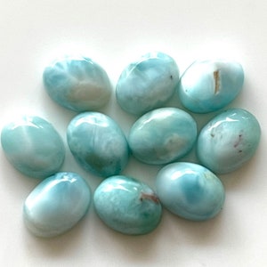 8x6MM AAA+ Natural Larimar Cabs, PACK OF 10 Pcs Lot Oval Shape Cabochon Flat Back Larimar Calibrated Gemstones Use For Jewelry Making Stone