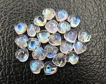 Cabujón de piedra lunar de fuego azul con forma de corazón, piedra preciosa AAA+, 6 x 6 mm, ideal para hacer joyas, regalo para ella.