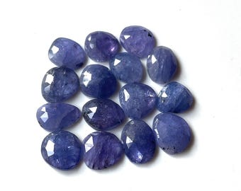 15 PCS-Natural Tanzanite Rose Cut Gemstone, 9/11 MM-Tanzanite Rose Cut Cabochon, Faceted Tanzanite Loose Gemstone, For Jewelry Making ets