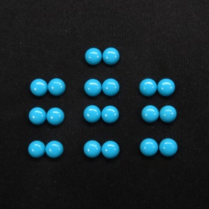 Matched pair 6mm Sleeping Beauty Natural Arizona Turquoise Best Quality Cabochons Gemstones Round Shape For Jewelry making,Per Pair Price