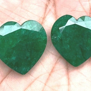 NATURAL ZAMBIYAN EMERALD Matched Pair Handmade HearT Shape RoseCut Stunning Look to make jewlry ,pendant,etc ,Available in quantity,20x20mm