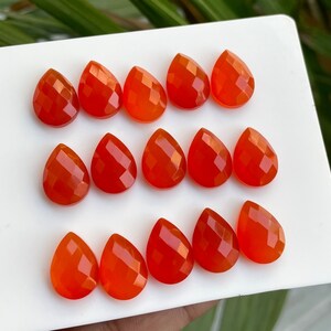 10 Pcs Lot Grade Quality Orange Carnelian Rose Cut Flat Back Gemstone, 12x8 MM Pear Shape Ring Size Carnelian Gemstone, For Making Jewelry