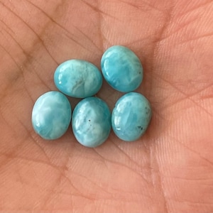 AAA+ 5 PCS LOT Natural Larimar Cabochon Gemstone 9x7MM Oval Shape Larimar Loose Gemstone Use For Jewelry Making Stone Gift For Her