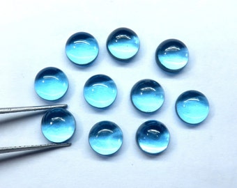 Natural Swiss Blue Topaz Cabochon Handmade Smooth Polished Round Shape Loose Gemstone For Jewlry making