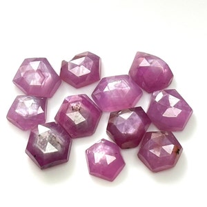 11 Pcs AAA+100%Natural Silver Sheen Sapphire Rose Cut Slice Gemstone, 5-8 MM Faceted Fancy Shape Flat Back, Loose Gemstone Use For Jewelry