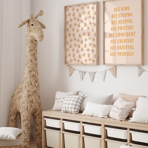 Affiche d'affirmation positive pour les enfants, oeuvre d'art pour chambre d'enfant bohème, impression neutre, art mural pour chambre d'enfant, impression d'affirmation de soi, oeuvre d'art abeille