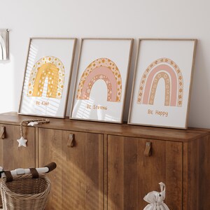 Affiche d'affirmation positive pour les enfants, décoration de chambre arc-en-ciel, art bohème pour chambre d'enfant, art mural pour chambre d'enfant, oeuvre d'art floral marguerite
