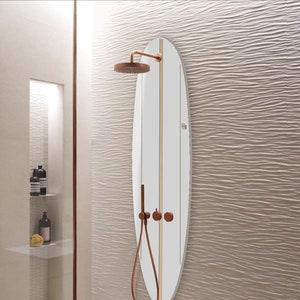 Surfboard shower panel, Surf shower panel, Tropical, Lines, Waves, Beach Decor