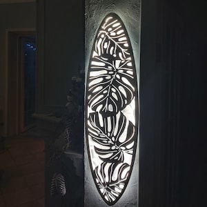 Surfboard Wall Lamp for Home Decor, Lamp Surfboard, Nightlight for Wall Decor, Wooden Lamp of Led, Wall Light, Floor Lamp, Personalized, Art