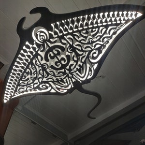 Handcrafted unique manta ray ceiling chandelier "Rosemary"