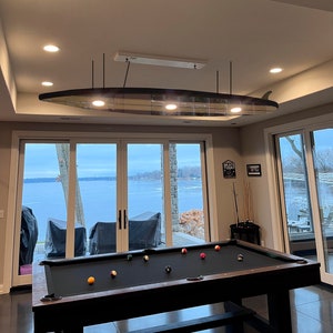 Surfboard shaped ceiling chandelier, Pool Billiard Table Light