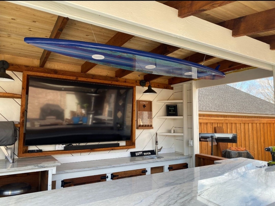 Surfboard Shaped Ceiling Chandelier, Blue Vintage, Pool Billiard Table ...