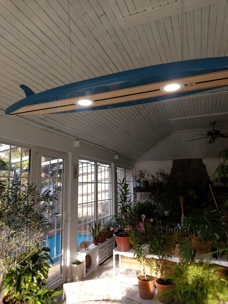 Surfboard Pool Table Light – LED Surfboard Ceiling Chandelier for Game ...