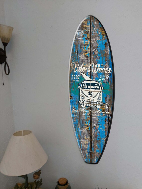 Beach Decor Wave Surfboard Wall Art Tropical Bar Decor Wood Surfboard Sign \u0421hild/'s room Decor Surfers gift