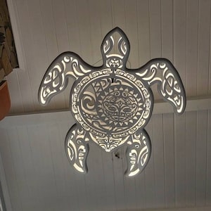 Turtle Ceiling Light – Handcrafted Ocean-Inspired Chandelier – Surf Style Coastal Decor – LED Sea Turtle Lamp