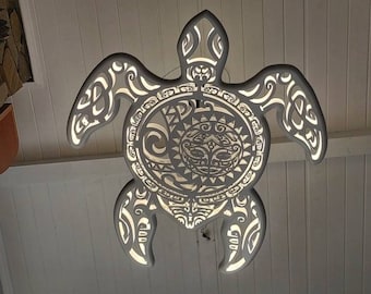 Turtle Ceiling Light – Handcrafted Ocean-Inspired Chandelier – Surf Style Coastal Decor – LED Sea Turtle Lamp