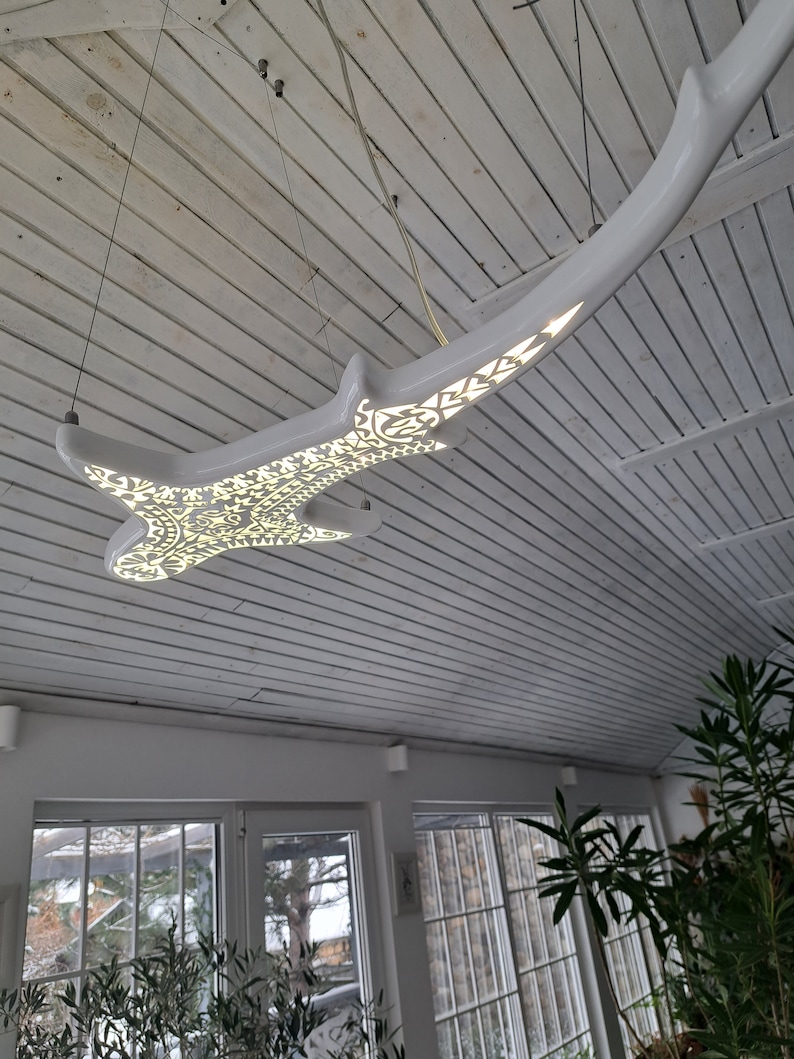 50 inch Gold shark-shaped ceiling chandelier zdjęcie 2