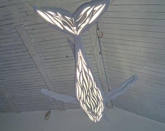 Whale LED Ceiling Chandelier 40 Inch – Ocean Light for Coastal Homes