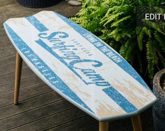 Surfboard Coffee Table: Beach Decor, Surfing Camp Art