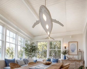 Whale Ceiling Light – Coastal Ocean Chandelier, Surf Style Lighting, Beach House Ceiling Lamp