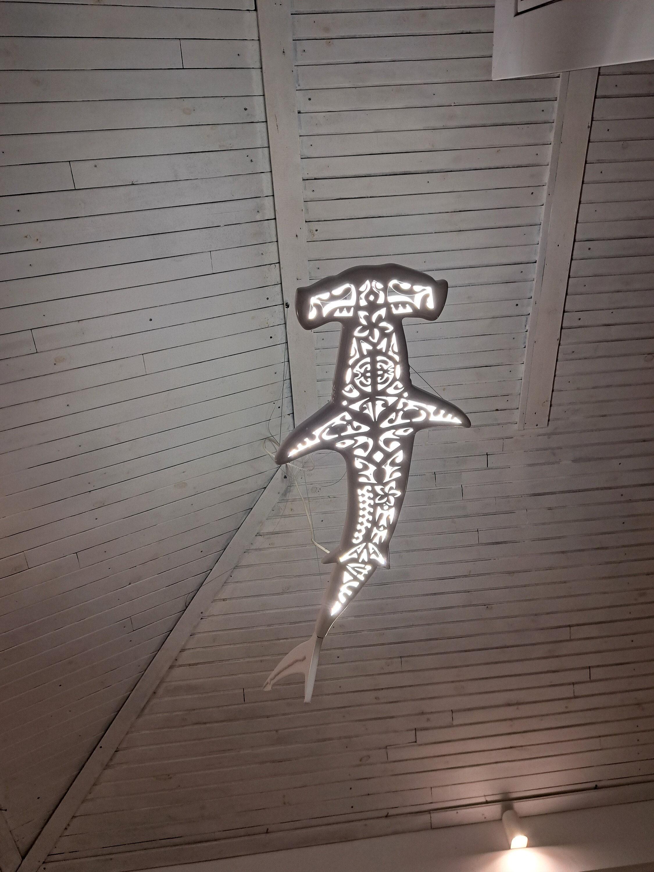Wooden manta ray chandelier handcrafted