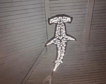 Hammerhead Shark LED Ceiling Light, Shark Chandelier for Coastal Homes