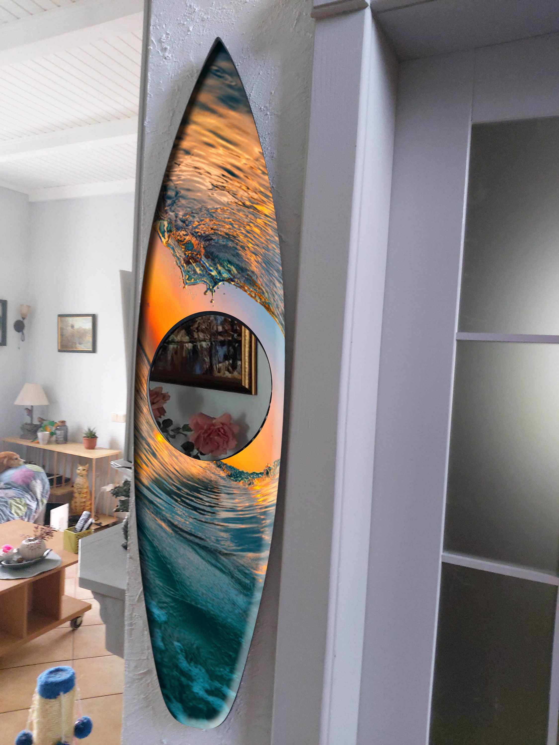 Surfboard Mirror Wall Art 40 Snake skin Beach sign Etsy