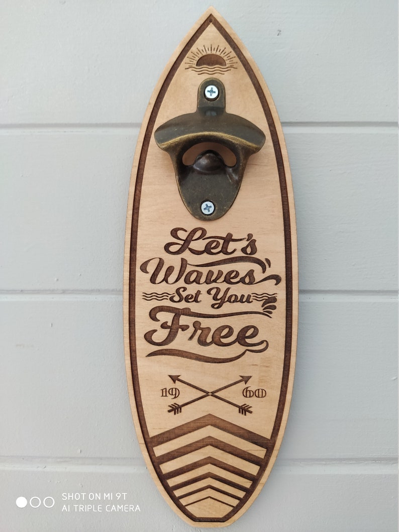 Surfboard Bottle Opener Surfing Gift Bar Decor Tiki Bar Etsy
