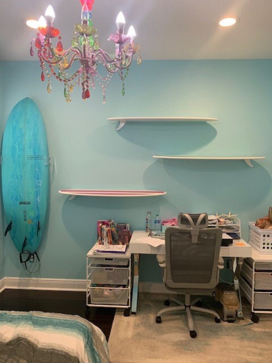 Half Surfboard Wooden Wall Pendants for Teenager s Room Decoration