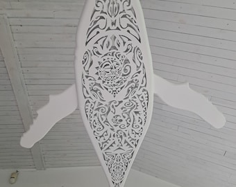 Whale Surfboard Chandelier – Handmade Ocean LED Ceiling Light (40")
