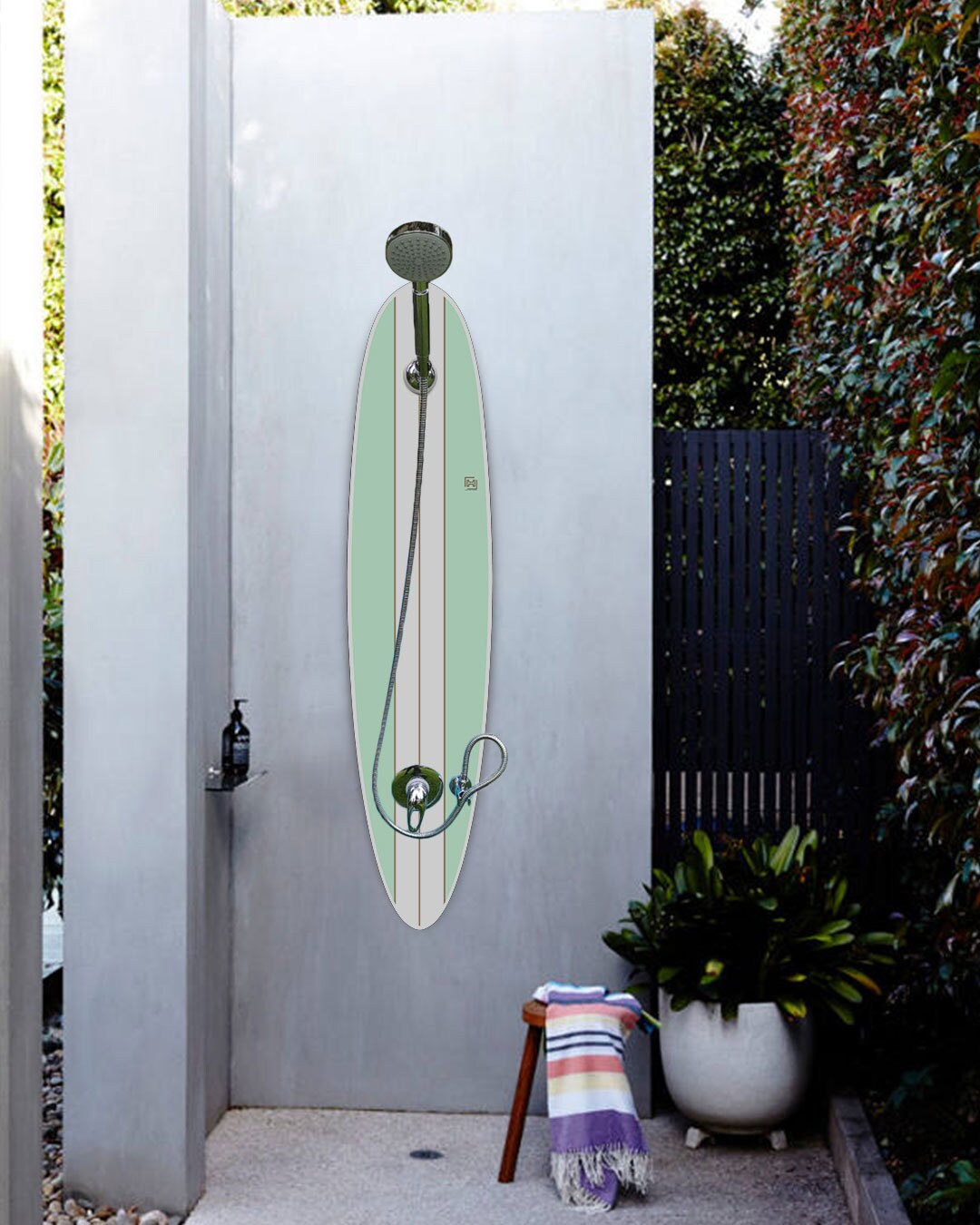 Surfboard Shower Panel, Surf Shower Panel, Tropical, Lines, Waves
