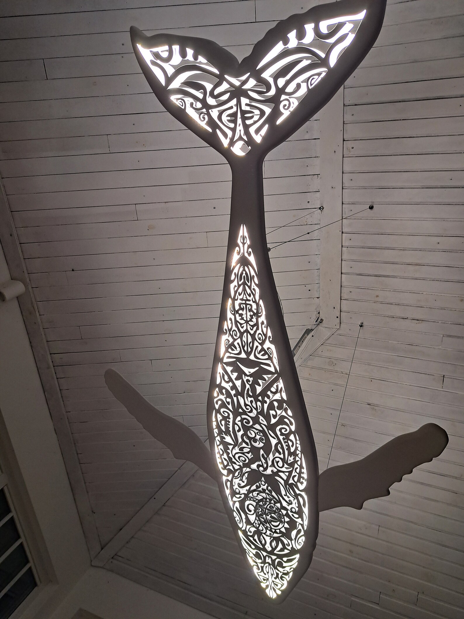 Whale Chandelier – Maori Surfboard Ceiling Lamp – Ocean LED Coastal ...