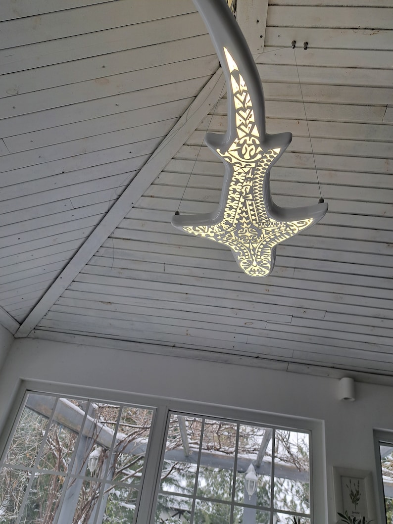 50 inch Gold shark-shaped ceiling chandelier zdjęcie 3