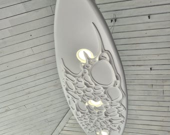 Surfboard Billiard Light – Coastal Game Room Ceiling Lamp