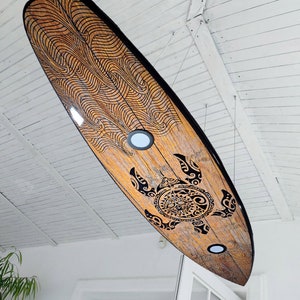Surfboard shaped ceiling chandelier with turtle, Pool Billiard Table Light