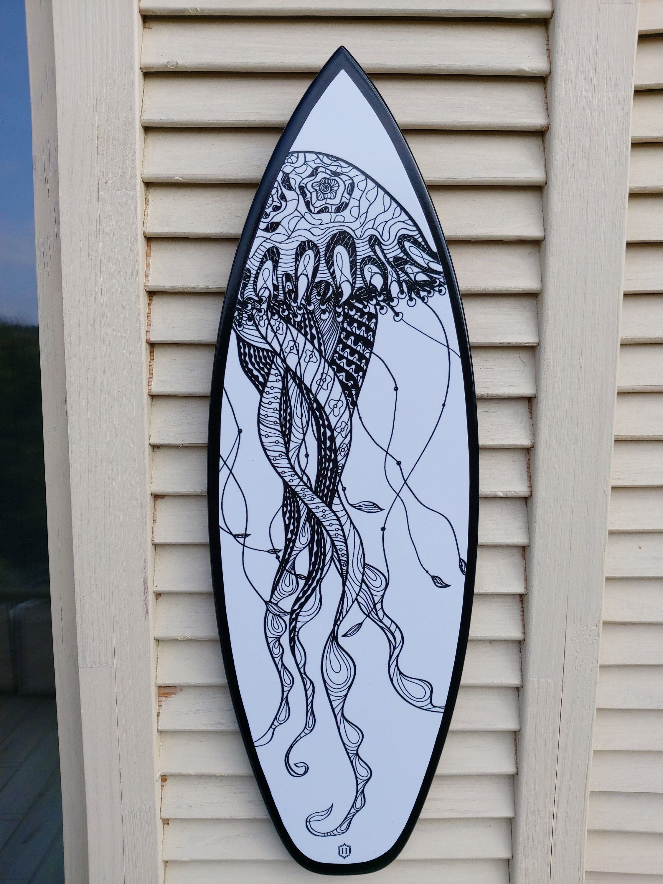 Surfboard Wall Art Jellyfish Beach sign Surfing gift Bar