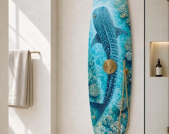 Whale Shark Shower Panel – Surfboard Outdoor Shower, Ocean Bathroom Decor