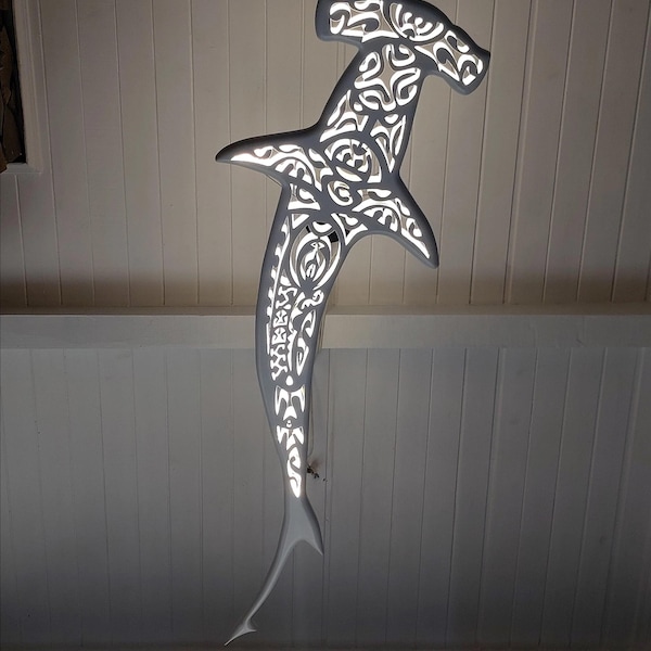 Hammerhead Shark LED Ceiling Light, Shark Chandelier for Coastal Homes