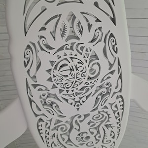 Handcrafted unique Whale ceiling chandelier: led wall lamp for beach coastal or nautical home room decor in Maori surf style image 6