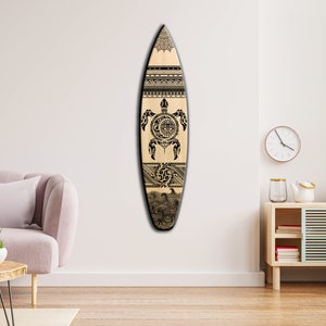 Surfboard Wall Art, Turtle, Maori, Manta, Bar Decor, Beach Decor, Wood Surfboard Sign