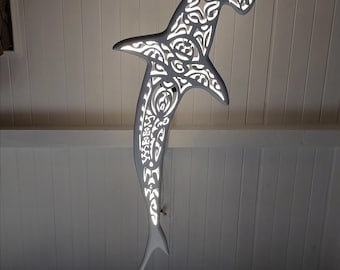 Handcrafted Hammerhead Shark Ceiling Light in Surf-Inspired Style
