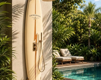 Lightning Surfboard Shower Panel – Vintage California Style Outdoor Shower