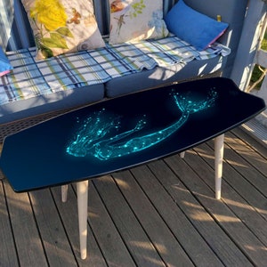 Surfboard surf table with mermaid