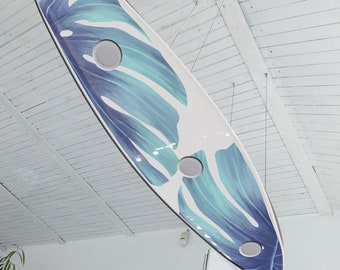 Surfboard shaped ceiling chandelier, Monstera, Pool Billiard Table Light