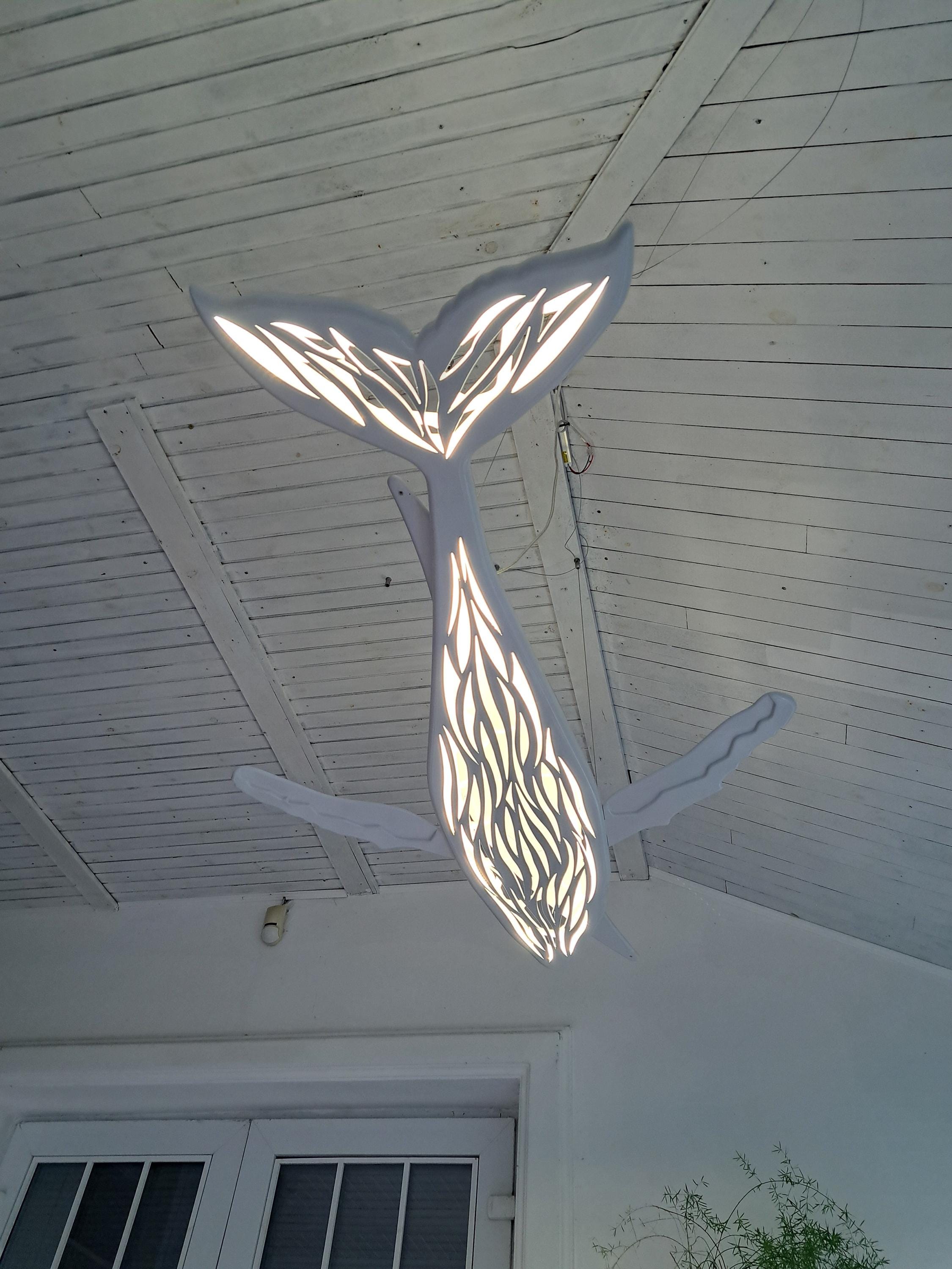 40" Whale Chandelier: Maori Design Ceiling Light