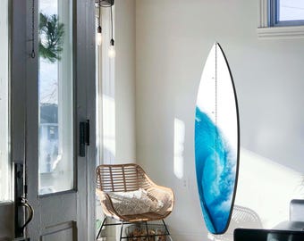 Surfboard Growth Chart: Wooden Wave Print, Nautical Nursery Decor