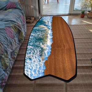 Surfboard Table, Waves, Beach, Tropic style, Bar Decor, Beach Decor, Surfing Art Decor