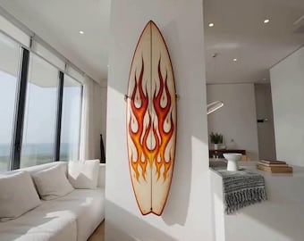 Vintage Flame Surfboard – California Wall Decor for Beach House & Surf Room – WSH Series