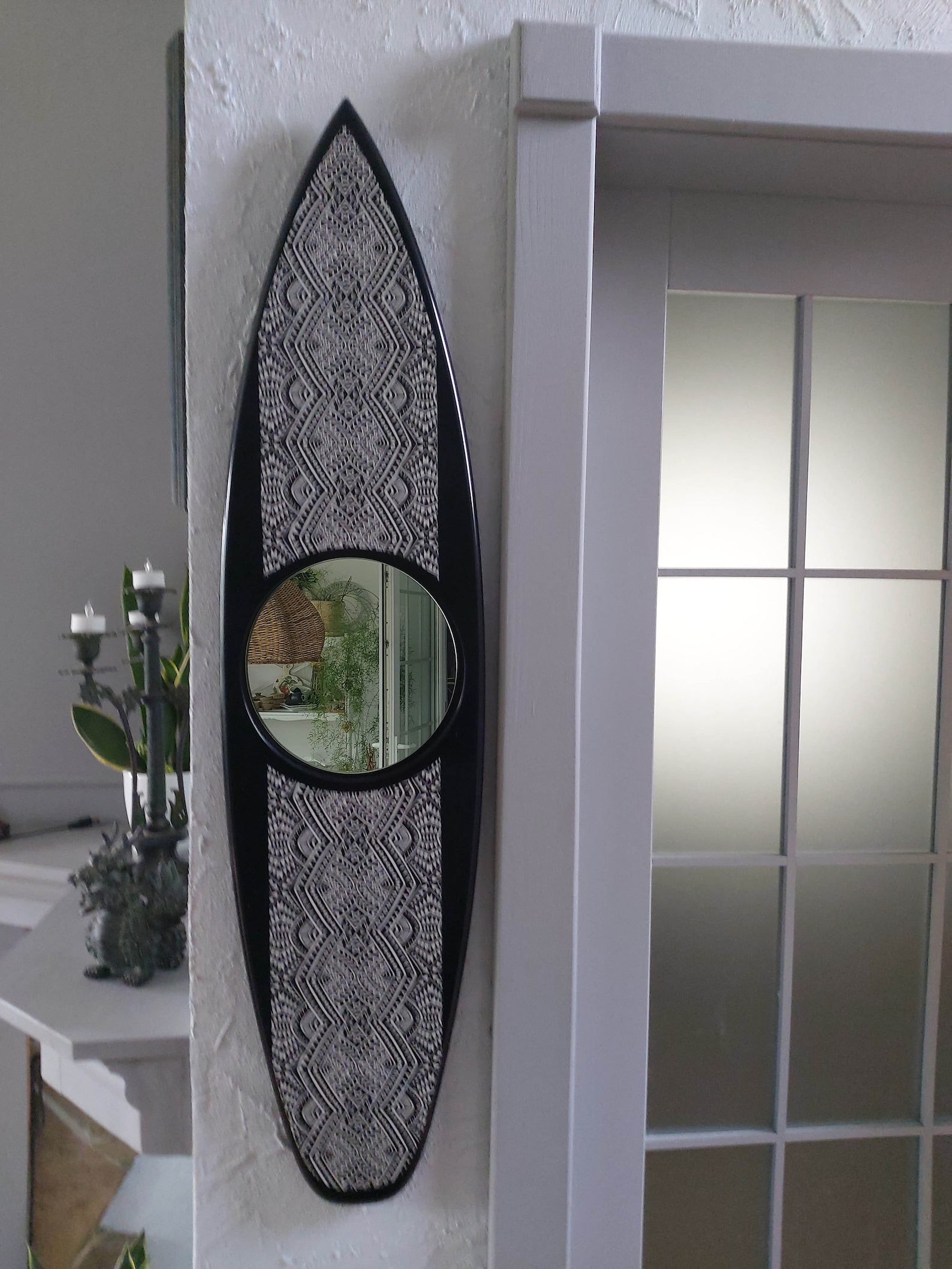 Decorative Wall Mirror in Surfboardshape Frame Circle Wall Etsy