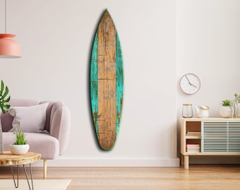 Surfplankmuurkunst groen patroon – Kustdecor binnen/buiten